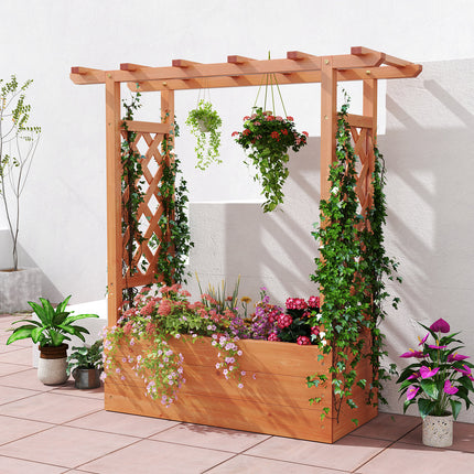 DREAMADE Raised Garden Bed with Trellis, Vertical Garden Planter w/Drainage Holes for Climbing Vines Roses Tomatoes