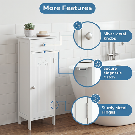 DREAMADE Bathroom Storage Cabinet, Slim Narrow Organizer with Drawer, Black