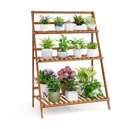 DREAMADE 3-Tier Bamboo Plant Stand, Ladder Plant Shelf