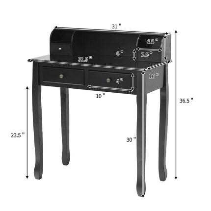 Writing Desk with 4 Drawers, Removable Floating Organizer
