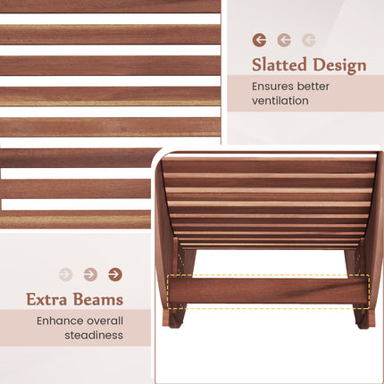 DREAMADE Outdoor Rocking Chair, Wooden Garden Lounger with Acacia Wood Frame