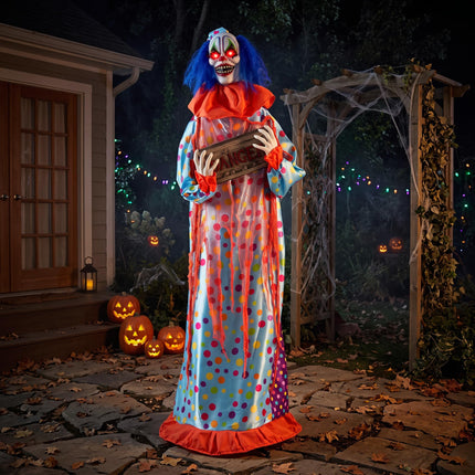 DREAMADE 5.6 FT Halloween Sound Activated Animatronic Clown with Sign