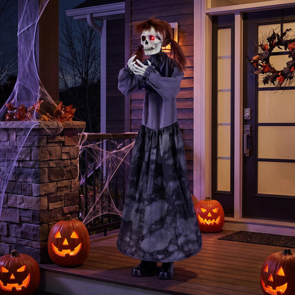 DREAMADE Animatronics 4FT Pop-Up Halloween Scary Girl Sound-Activated Prop