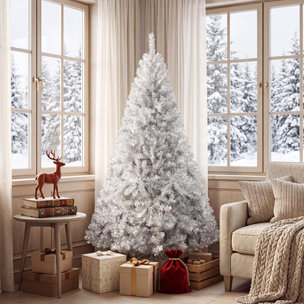 DREAMADE 6/7.5 FT Silver Tinsel Christmas Tree Metallic Artificial Decoration