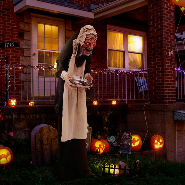 DREAMADE 5.2 FT Halloween Animated Hunchback Old Lady