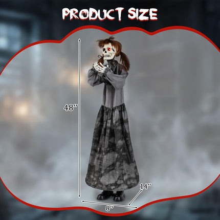 DREAMADE Animatronics 4FT Pop-Up Halloween Scary Girl Sound-Activated Prop