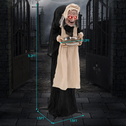 DREAMADE 5.2 FT Halloween Animated Hunchback Old Lady