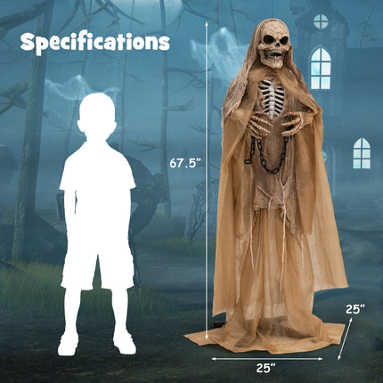 DREAMADE 5.6FT Halloween Animated Grim Reaper Swinging Chain Hands