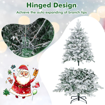 DREAMADE 6 FT Pre-Lit Artificial Christmas Tree, Snow Flocked with 757/1415/1687 Branch Tips