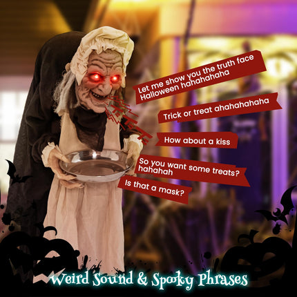 DREAMADE 5.2 FT Halloween Animated Hunchback Old Lady