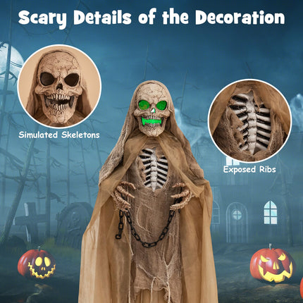 DREAMADE 5.6FT Halloween Animated Grim Reaper Swinging Chain Hands