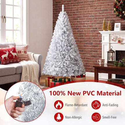 DREAMADE 6/7.5 FT Silver Tinsel Christmas Tree Metallic Artificial Decoration