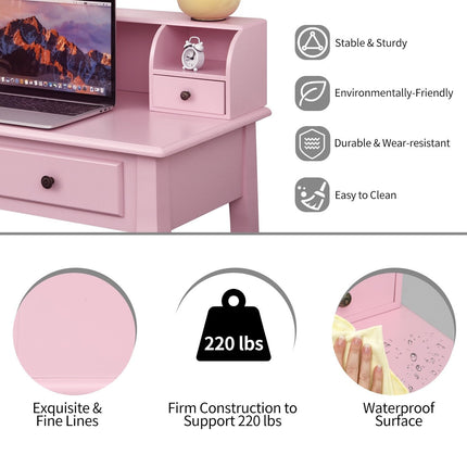 Writing Desk with 4 Drawers, Removable Floating Organizer