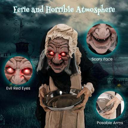 DREAMADE 5.2 FT Halloween Animated Hunchback Old Lady