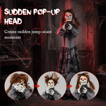 DREAMADE Animatronics 4FT Pop-Up Halloween Scary Girl Sound-Activated Prop