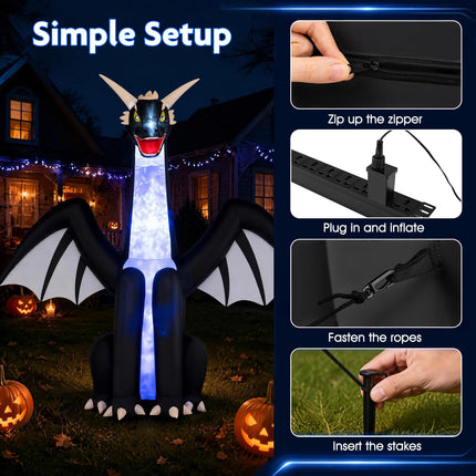 DREAMADE 8FT Large-Size Lighted Halloween Inflatable Ice Dragon