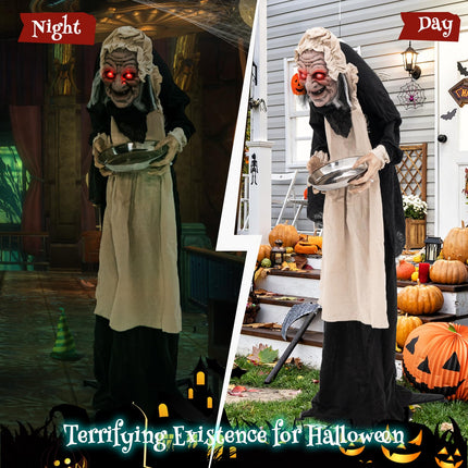 DREAMADE 5.2 FT Halloween Animated Hunchback Old Lady
