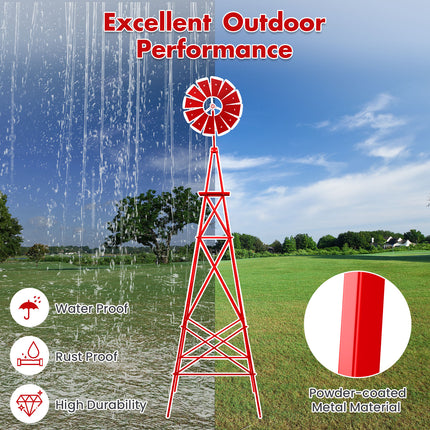 DREAMADE 8ft Steel Windmill, Farmhouse Windmill Decoration with Directional Vane