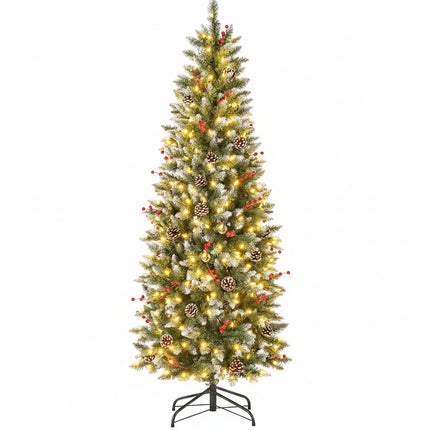 DREAMADE 7 FT Pre-Lit Artificial Christmas Tree, Slim Pencil Tree w/ 818 Branch Tips