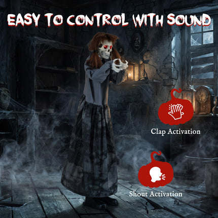 DREAMADE Animatronics 4FT Pop-Up Halloween Scary Girl Sound-Activated Prop