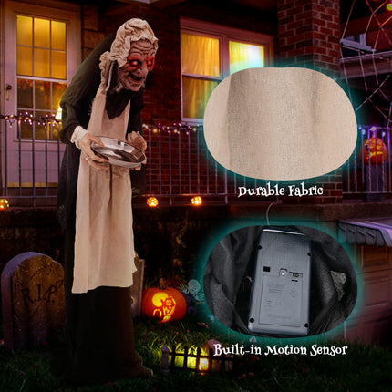DREAMADE 5.2 FT Halloween Animated Hunchback Old Lady
