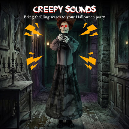 DREAMADE Animatronics 4FT Pop-Up Halloween Scary Girl Sound-Activated Prop
