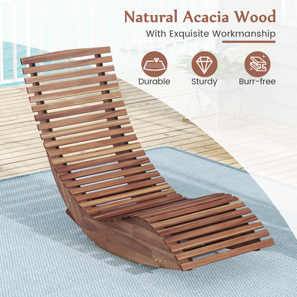 DREAMADE Outdoor Rocking Chair, Wooden Garden Lounger with Acacia Wood Frame