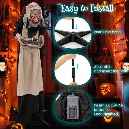 DREAMADE 5.2 FT Halloween Animated Hunchback Old Lady