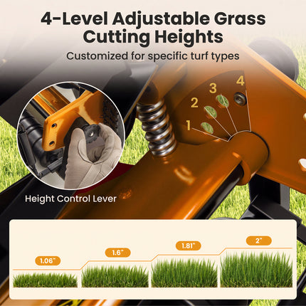DREAMADE Manual Reel Mower, 14" Push Reel Lawn Mower, Green