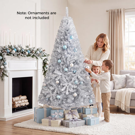 DREAMADE 6/7.5 FT Silver Tinsel Christmas Tree Metallic Artificial Decoration