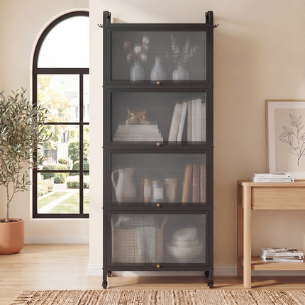 DREAMADE 5-Tier Kitchen Storage Cabinet, Freestanding Bakers Rack, Black