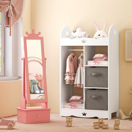 DREAMADE Free Standing Jewelry Armoire Cabinet, 40”/44.5" Jewelry Organizer w/Full Length Mirror