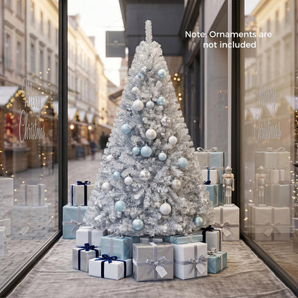 DREAMADE 6/7.5 FT Silver Tinsel Christmas Tree Metallic Artificial Decoration