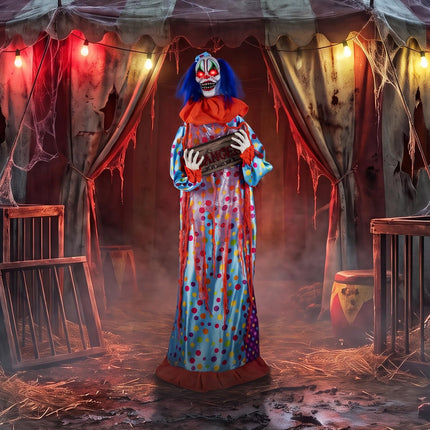 DREAMADE 5.6 FT Halloween Sound Activated Animatronic Clown with Sign