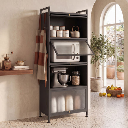 DREAMADE 5-Tier Kitchen Storage Cabinet, Freestanding Bakers Rack, Black