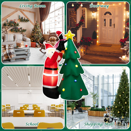 DREAMADE 6FT Inflatable Christmas Decoration, Blow Up Christmas Tree & Santa Claus with Penguin