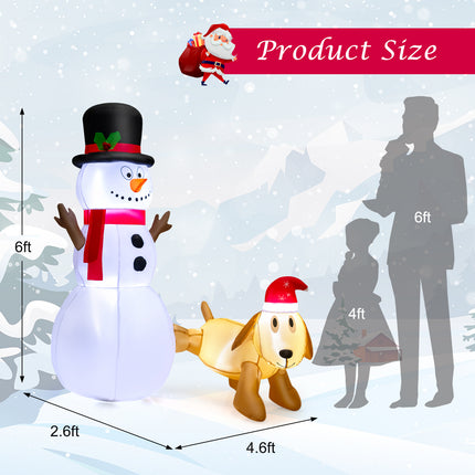 DREAMADE 6 FT Christmas Decoration, Inflatable Christmas Snowmen with Dog