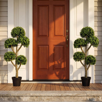 Dreamade 46" Artificial Boxwood Topiary Tree with 5 Ball-Shaped Topiaries