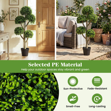 Dreamade 46" Artificial Boxwood Topiary Tree with 5 Ball-Shaped Topiaries
