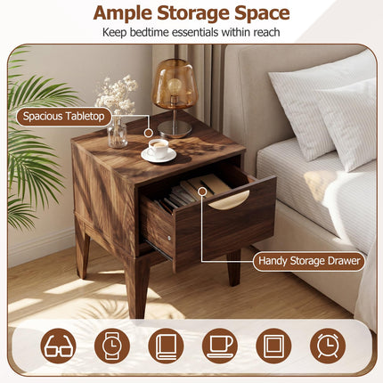 Dreamade Mid Century Modern Night Stand with Storage for Small Spaces Bedroom