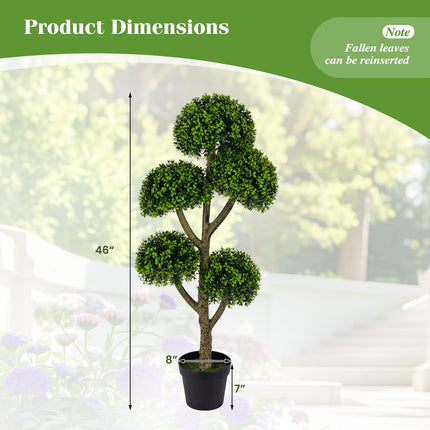 Dreamade 46" Artificial Boxwood Topiary Tree with 5 Ball-Shaped Topiaries