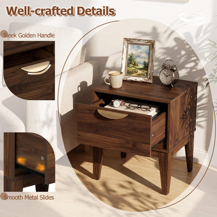 Dreamade Mid Century Modern Night Stand with Storage for Small Spaces Bedroom