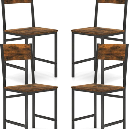Dreamade Dining Chairs Set, Industrial Kitchen Chairs with Metal Legs, Slanted Back