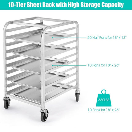10 Tier Aluminum Bakery Rack Home Commercial Kitchen Bun Pan - Dreamadeus