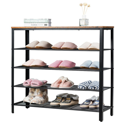 5-Tier Shoe Rack, Industrial Metal Shoe Storage Organizer - Dreamadeus