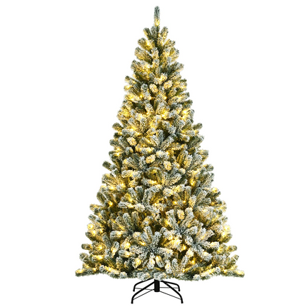 Dreamade Snow Flocked Christmas Tree, Artificial Hinged Xmas Tree - DreamadeUS