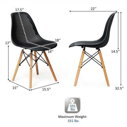 Dreamade Set of 2 or 4 Modern Dining Chairs, Shell PP Lounge Side Chairs w/ Mesh Design - Dreamadeus