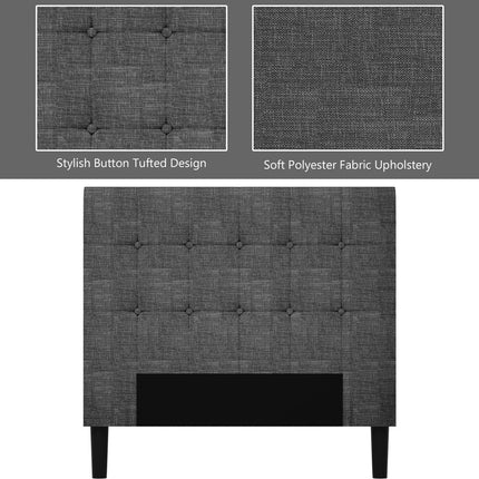 Platform Twin Bed with Button Tufted Headboard | Upholstered Bed Frame
