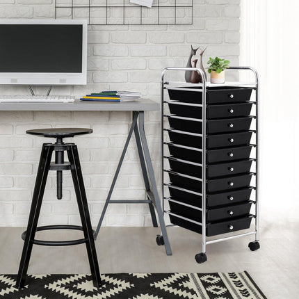 10 Drawer Rolling Storage Cart Scrapbook Paper Office School Organizer - Dreamadeus
