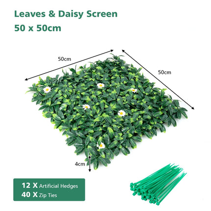 Dreamade 12PCS 20x20inch Artificial Boxwood Panels Garden Privacy Fence Screen